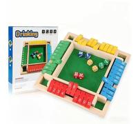 Odetina Shut the Box Game, 2-4 Players Wooden Family Board Game, 4-Sided Math Dice Game, Portable Set for Gatherings, Enhances Math & Decision-Making Skills