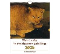 Odetina Weird Cats in Renaissance 2026 Wall Calendar, 12-Month Humorous Medieval Cat Art Planner, Calendar for Home Office Kitchen Decor