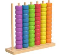 Odetina Wooden Color Sorting Stacking Learning Tool, Threading Beads Color Matching Counting Activity, Fine Motor Skill Development Toy for Preschool Kids