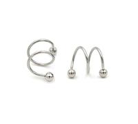 ODETOJOY 1 Pair Punk Spiral Twister Barbell Earring for Men Gauge 16G Ball 316L Stainless Steel Anodized S Double Ear Cartilage Helix Lip Rings Women Tragus Piercing Rock Clip Body Jewellry (Silver)