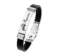 ODETOJOY 12 Constellations Bracelet for Women Stainless Steel Cuff Men Rubber Horoscope Astrology Bracelet with Zodiac Sign Punk Pulseras Jewelry Couple Lovers Gifts (Aquarius)