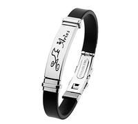 ODETOJOY 12 Constellations Bracelet for Women Stainless Steel Cuff Men Rubber Horoscope Astrology Bracelet with Zodiac Sign Punk Pulseras Jewelry Couple Lovers Gifts (Aries)