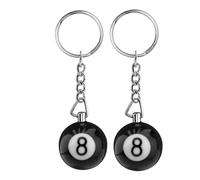 ODETOJOY Billiards Keychain, 2pcs Black 8 Ball Key Ring, Pool Player Gift for Billiards Lover, Unique 3D Design Keychain, Perfect for Pool Players and Enthusiasts