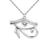 ODETOJOY Eye of Horus Necklace Men Antique Silver Ancient Egypt Third Eye Jewellery Horus Eye Amulet Pendant All Seeing Eye Protection Against Evil Eyes (Silver)
