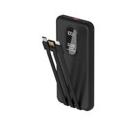 Odetrik 10000mAh Power Bank 22.5W Fast Charging Portable Charger Type-C In/Out 5 Outputs 2 Inputs with Built-in Cables Slim LCD Display Battery Pack for Smartphone Tablet and More (Black)