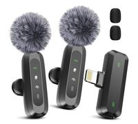 ODGG 2 Pack Wireless Lavalier Microphone for iPhone, iPad, Professional Mini Lapel Mic with Noise Reduction for Video Recording Vlog YouTube Podcast Interview TikTok (for iPhone 14 and Below)