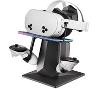 ODGG Charging Dock Compatible with Meta Quest 2, Meta Quest 3 or Meta Quest 3S, Support Fast Charging VR Charging Station with RGB Light, Type-C Cable, VR Controllers Holder Stand