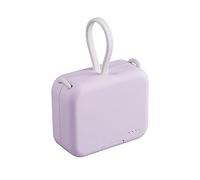 ODGUV Small Portable Charger 4000mAh,Cute Power Bank Built in Cable,Mini Fast Charging USB C Phone Charger,Ultra-Compact External Battery Pack for iPhone Samsung Google,Purple