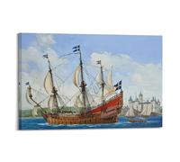 ODGYENGW 1626 Vintage Sailing Battleships Swedish Navy Warship Decorative Painting Canvas Wall Artworks Picture 16x24inch(40x60cm)