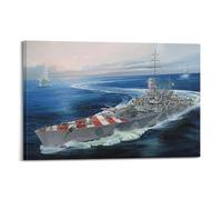 ODGYENGW Battleships of The Littorio Class 1943 Italian Navy Battleship RN Roma Decorative Painting Canvas Wall Artworks Picture 20x30inch(50x75cm)