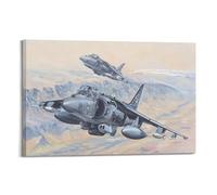 ODGYENGW Fighter Plane Poster AV-8B Harrier II Attack Aircraft Decorative Painting Canvas Wall Artworks Picture 16x24inch(40x60cm)