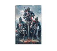 ODGYENGW Medieval Knight Templar Caslte Warriors Soldier Decorative Painting Canvas Wall Artworks Picture 24x36inch(60x90cm)