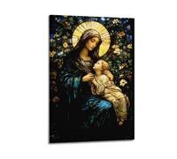 ODGYENGW Religious Poster The Virgin Mary Holding The Child 1 Decorative Painting Canvas Wall Artworks Picture 16x24inch(40x60cm)