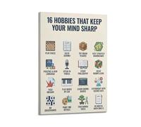 ODGYENGW Vintage Poster 16 Hobbies That Keep Your Mind Sharp Decorative Painting Canvas Wall Artworks Picture 20x30inch(50x75cm)