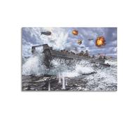 ODGYENGW Vintage WWII Poster LCVP Landing Craft Vehicle Artwork Decorative Painting Canvas Wall Artworks Picture 16x24inch(40x60cm)