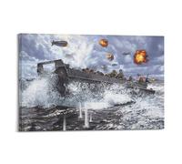 ODGYENGW Vintage WWII Poster LCVP Landing Craft Vehicle Artwork Decorative Painting Canvas Wall Artworks Picture 08x12inch(20x30cm)