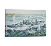 ODGYENGW WW2 Battleship Town-class Light Cruiser HMS Belfast Warship Decorative Painting Canvas Wall Artworks Picture 08x12inch(20x30cm)