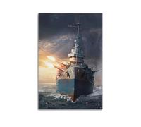 ODGYENGW WW2 War World of Warships Poster Decorative Painting Canvas Wall Artworks Picture 24x36inch(60x90cm)