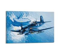 ODGYENGW WWII Vintage Military Aircraft Poster F4U-4B Corsair Fighter Aircraft Decorative Painting Canvas Wall Artworks Picture 20x30inch(50x75cm)