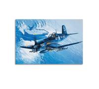 ODGYENGW WWII Vintage Military Aircraft Poster F4U-4B Corsair Fighter Aircraft Decorative Painting Canvas Wall Artworks Picture 24x36inch(60x90cm)