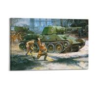 ODGYENGW WWII Vintage Tanks Poster Soviet T-34 Medium Tanks Decorative Painting Canvas Wall Artworks Picture 08x12inch(20x30cm)