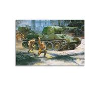 ODGYENGW WWII Vintage Tanks Poster Soviet T-34 Medium Tanks Decorative Painting Canvas Wall Artworks Picture 24x36inch(60x90cm)