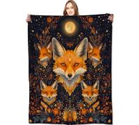 ODHHGDF Moonlit Fox Blanket Foxgloves Enchanting Floral Throw Blankets,Gifts for Kids Adult Women Men,Lightweight Soft Fleece,Cool Mysterious Design,Sofa Couch Bed Room Decor 40x50in