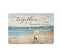 ODHHGDF Rustic Metal Tin Sign Beautiful Beach Together Is Our Favorite Place To Be Romantic Couple Farmhouse Wall Art for Home Garden Living Room,Bedroom,Porch Retro Wall Decor 8x12 Inch