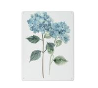 ODHHGDF Rustic Metal Tin Sign Blue Hydrangeas Wall Art, Beautiful Flowers Wall Decor Picture Artwork Painting Gift For Home Office 12x16 Inch
