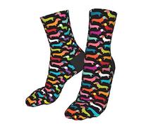 ODHHGDF Sport Socks Retro Dogs Dachshund Pattern Running Socks Funny Walking Socks Non Slip Crew Socks For Running Travel Work 40cm
