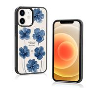 Odhtst Aesthetic Christian Blue Flowers Print Phone Case Compatible with iPhone 12 Mini Case 5.4 Inch, TPU Shockproof Protection Cute Jesus Bible Verse Phone Case for Girl Women Cover
