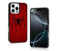 Odhtst Red Phone Case Spider Compatible with iPhone 16 Pro Max - Shockproof Protective Cute Cool Spider-Web Phone Case Compatible with iPhone 16 Pro Max 6.9 Inch Case for Man Girls Women Boy Black Red