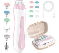 ODIFORGOO Baby Nail Trimmer Electric Baby Nail File,USB Charging 15 in 1 Nail Clippers kit with Dust Cover LED Light,Trim Buffer Kit for Newborn Infant Toddler or Adults Toes Fingernails Care（Pink）