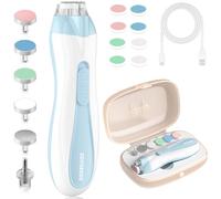 ODIFORGOO Baby Nail Trimmer Electric Baby Nail File,USB Charging 15 in 1 Nail Clippers kit with Dust Cover LED Light,Trim Buffer Kit for Newborn Infant Toddler or Adults Toes Fingernails Care（Blue）