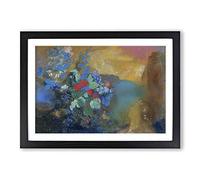 Odilon Redon Ophelia Among The Flowers Framed Print | A2 Black Framed Wall Art | Ready to Hang | Modern Floral Picture | Living Room Bedroom Lounge Office