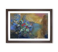 Odilon Redon Ophelia Among The Flowers Framed Print | A2 Walnut Framed Wall Art | Ready to Hang | Modern Floral Picture | Living Room Bedroom Lounge Office