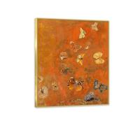 Odilon Redon Poster Evocation of Butterflies 1912 Artwork by Odilon Redon Print on canvas famous paintings wall art for Home office Decoration 80x60cm(32x24in) Framed