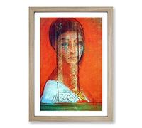 Odilon Redon Veiled Woman Framed Print | A2 Oak Framed Wall Art | Ready to Hang | Modern Nature Picture | Living Room Bedroom Lounge Office