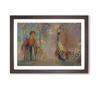 Odilon Redon Woman in a Gothic Arcade Framed Print | A2 Walnut Framed Wall Art | Ready to Hang | Modern Nature Picture | Living Room Bedroom Lounge Office