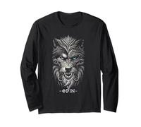 Odin and Wolf Mask Warrior God Viking Nordic Viking Long Sleeve T-Shirt