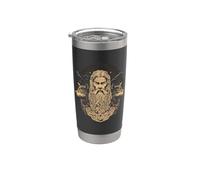 Odin Celtic Viking with Wolf and Odins Raven Valhalla Pagan Stainless Steel Insulated Tumbler