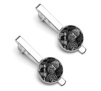 Odin God Vikings Ravens Men's Tie Clips Necktie Bar Pinch Clip Set of 2 Formal Business Wedding Accessories