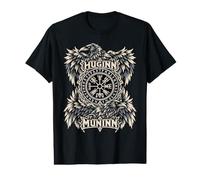 Odin Huginn Muninn Ravens Nordic Knotwork Viking Compass Value Graphic T-Shirt