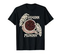 Odin Huginn Muninn Ravens Vegvisir Folklore Value Graphic T-Shirt