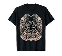 Odin Huginn Muninn Vegvisir Viking Norse Ravens Knotwork T-Shirt