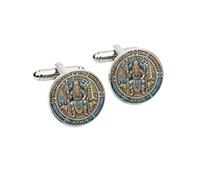 Odin Norse God Cufflinks | Viking Allfather Artwork | Silver Metal Mythology Cuff Links in Gift Box | Unique Wedding, Groomsmen & Gift for an Anniversary | Norse Pagan & Asatru Symbolism