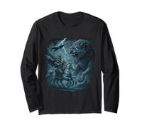 Odin on Sleipnir vs Fenrir Ragnarok Gungnir Norse Myth Vikin Long Sleeve T-Shirt