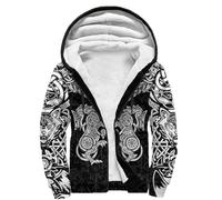 Odin Raven 3D Printed Zip Men's Winter Jacket, Nordic Warm Viking Wolf Sherpa Wool Hoodie, Soft Outdoor Outerwear(Celtic Knot,5XL)