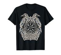 Odin Ravens Huginn Muninn Vegvisir Norse Compass Value Graphic T-Shirt