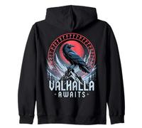 Odin Ravens Huginn & Muninn Vegvísir Vikings Myth Zip Hoodie